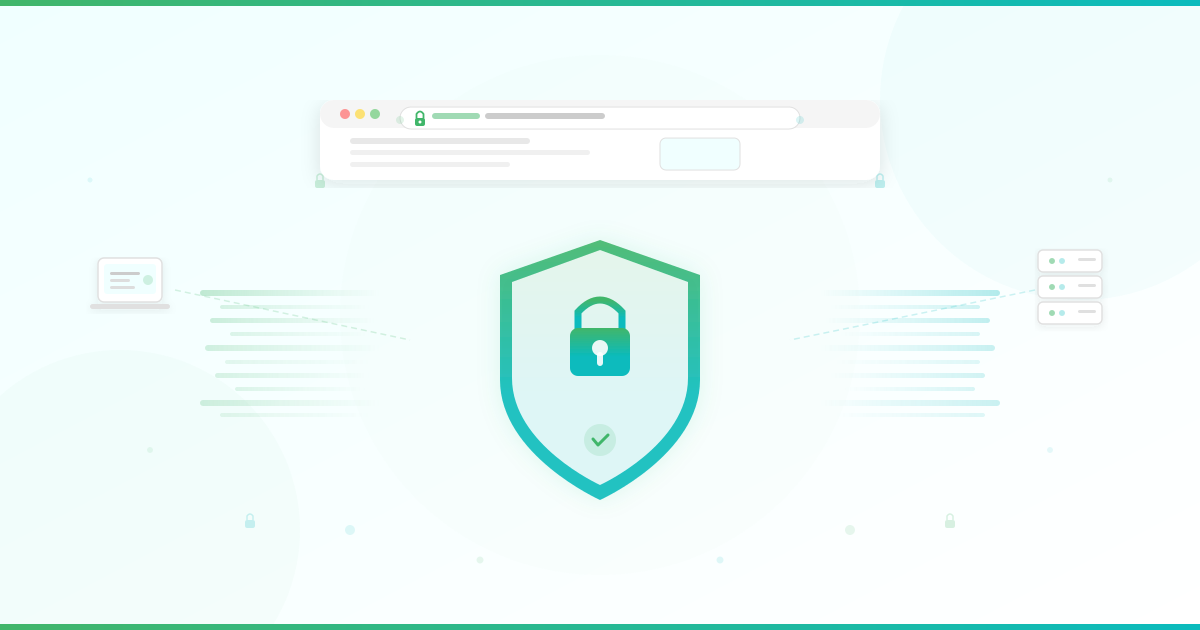 SSL certificate padlock and encrypted connection protecting a business website